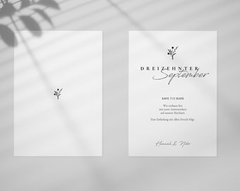 Wedding invitation cards, wedding invitation, customizable, wedding invitation in DIN A5 format, printed on both sides, minimalist