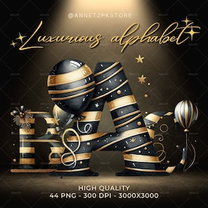 Gold Alphabet Clipart: Metallische Buchstaben, Branding & Hochzeitsmonogramme (PNG Download