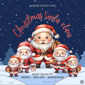 Santa Claus Watercolor Clipart, Christmas Clipart, Santa Claus Clipart, Christmas Santa PNG, Santa Clipart, Christmas Clipart,Commercial Use