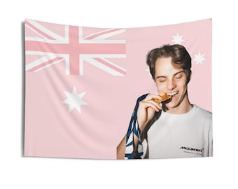 Oscar Piastri Flag, pink F1 flag, Formula 1 room decor.