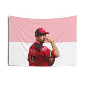 Charles leclerc flag, Charles leclerc f1 monaco pink flag, f1 tapestry, indoor formula 1 wall tapestry