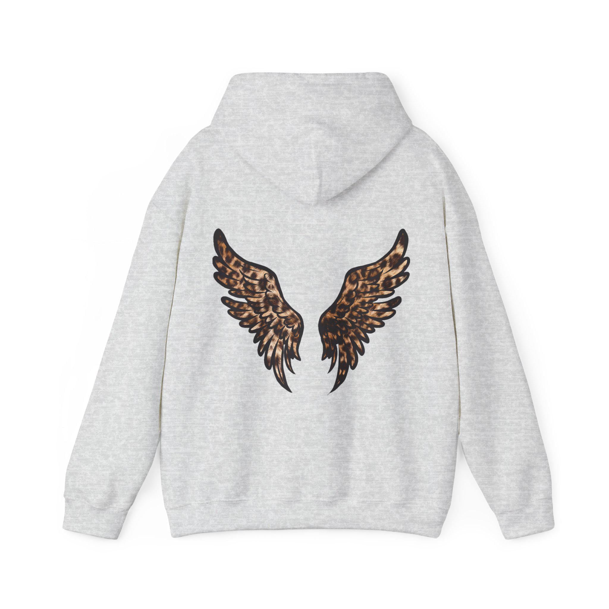 ヒョウ柄の天使の羽のパーカー、Y2K パーカー、ヒョウ柄パーカー