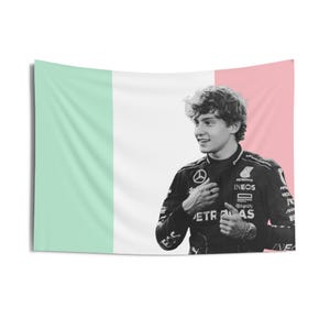Vlag Kimi Antonelli, roze f1-vlag, f1-tapijt, 36 x 26 inch Mercedes f1-vlag.
