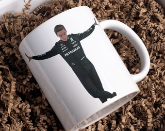 George Russell Pose Mug, F1 Meme Ceramic Mug, George Russell Meme Mug, Formula 1 gift