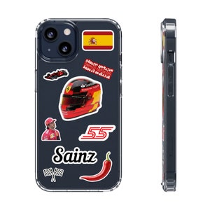 Carlos sainz phone case, f1 phone case, carlos sainz samsung clear phone case, f1 gift for her him.