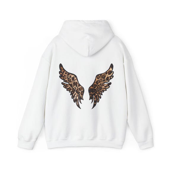 Leopard Print Angel Wings Hoodie, Y2k Hoodie, Leopard Print