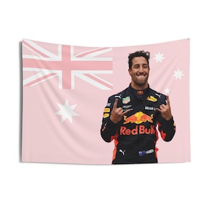 Daniel Ricciardo flag, Formula 1 flag, F1 flag, F1 Indoor Wall Tapestry 36&quot;x26&quot;, danny ric F1 flag for college dorm, f1 gift for her.