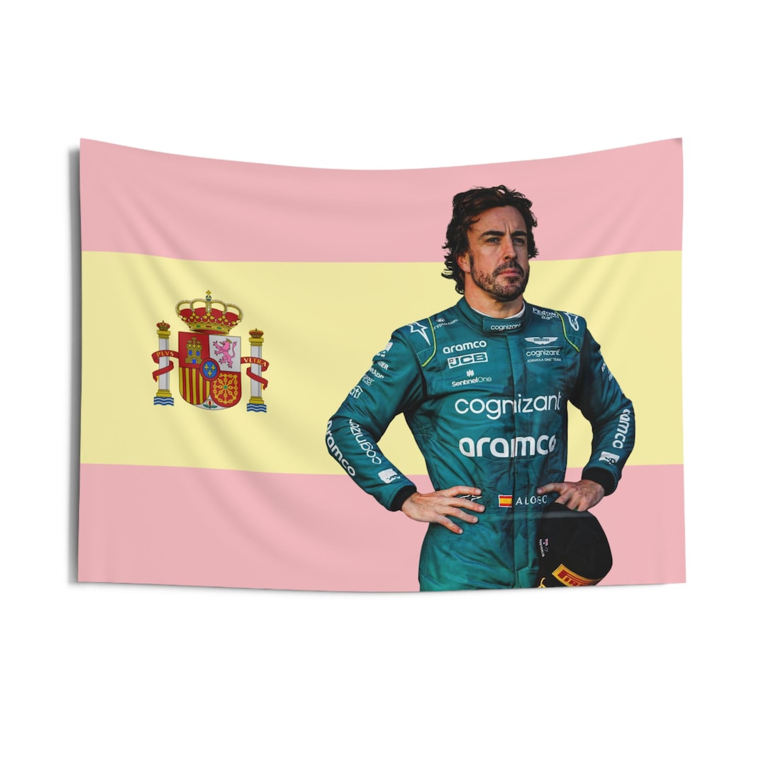 Fernando Alonso Flag, Pink F1 Flag, F1 Tapestry, 36
