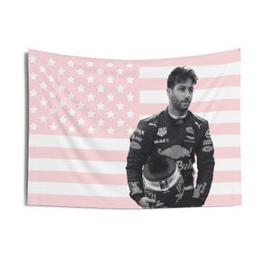 Daniel Ricciardo flag, Formula 1 flag, F1 flag, F1 Indoor Wall Tapestry 36&quot;x26&quot;, danny ric F1 flag for college dorm, f1 gift for her.