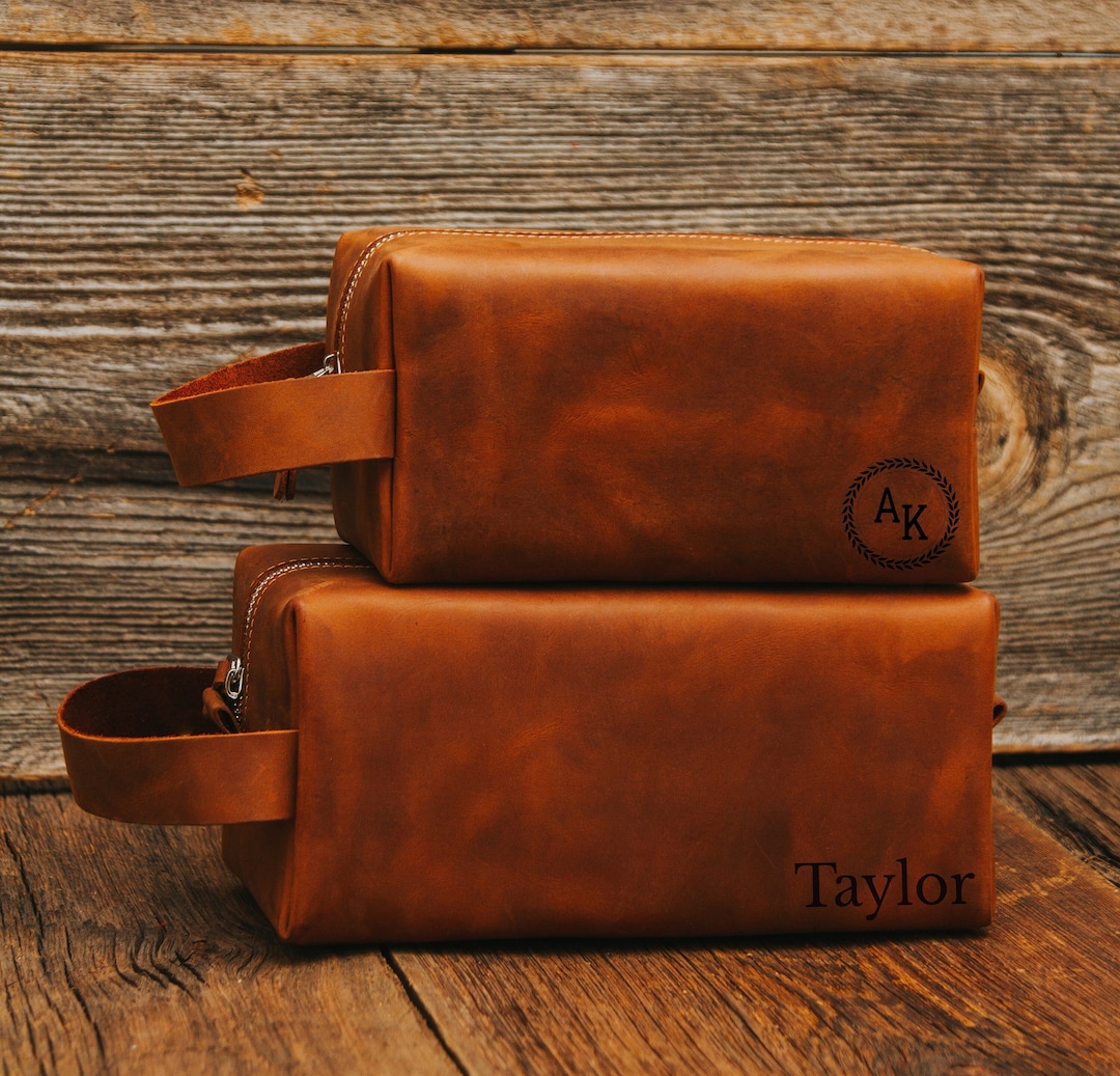 Personalized Men's Leather Toiletry Bag Groomsmen Gifts, Dopp Kit Men's Leather Accessory ...