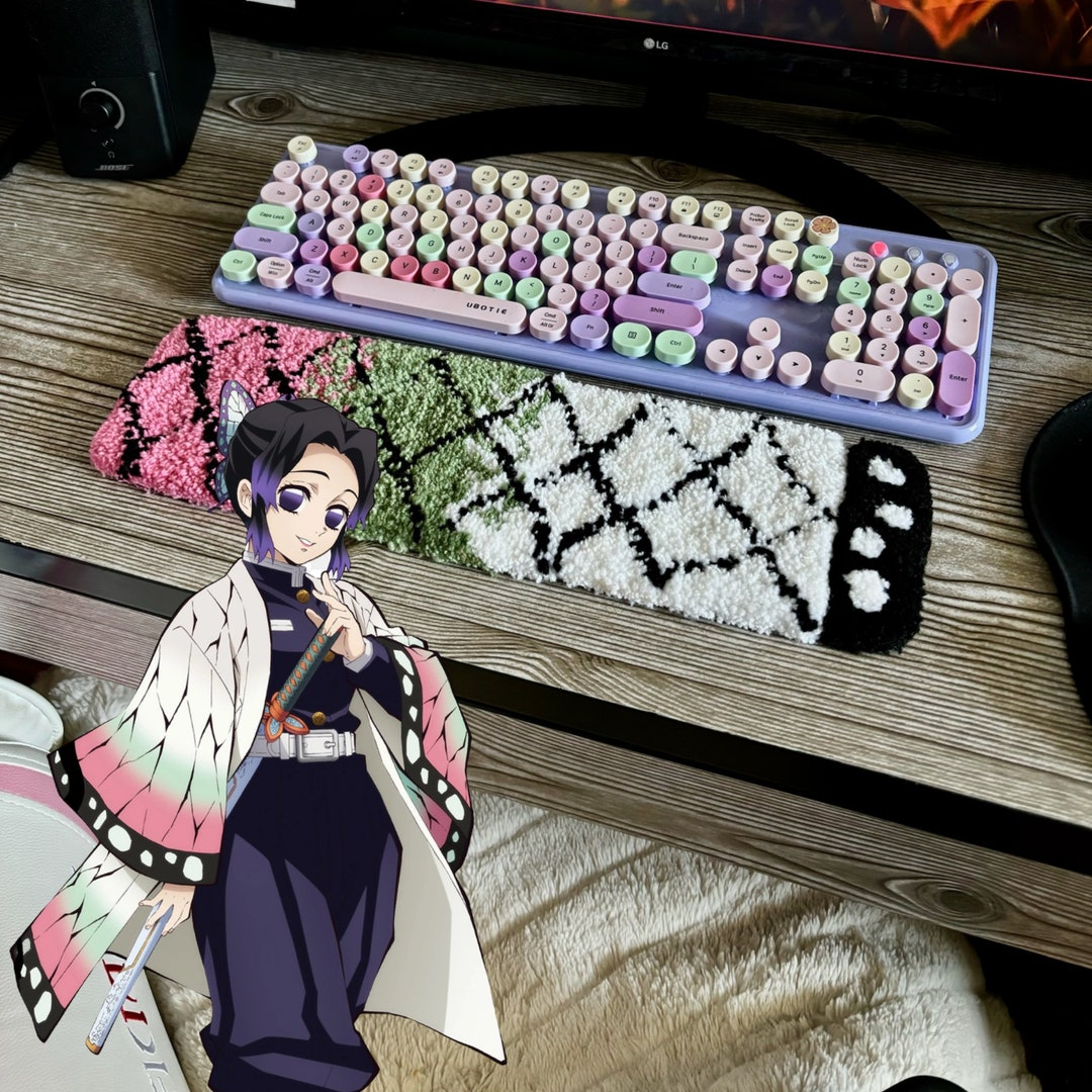 Shinobu Kocho Insect Hashira Desk Rug | Handmade Tufted Wrist Rest ...