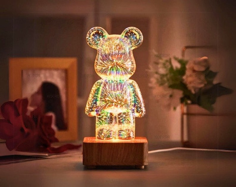 Magical 3D Fireworks Bear Lamp night Light for Bedroom Decor Etsy UK