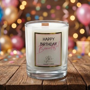 Happy Birthday Woodwick Soy Candle • Buttery Vanilla, Soft Creamy Notes