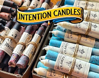 Intention Candles – Soy/Beeswax 6&quot; Tapered  – Handcrafted  – Release of Negative Energies or Clarity of Thought & Communication