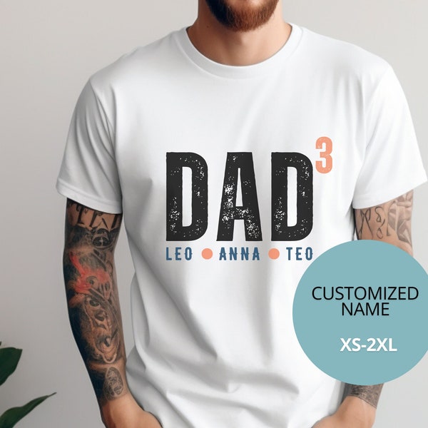 Personalisiertes T-Shirt with Namen für Vater. Unique Father's Day Gift Ideas. Original-T-Shirt with Names, Papa-Söhne. DAD x 2