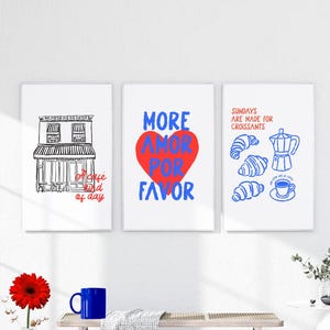Decorazione murale "Love Croissant" - Poster da cucina, stampabile con caffè e pasticcini, decorazione romantica per la colazione