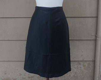 90s Vintage leather skirt black leather skirt (12)