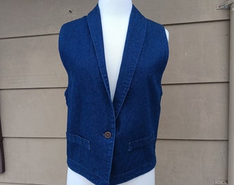 Vintage 90s made in USA denim vest waistcoat (M)