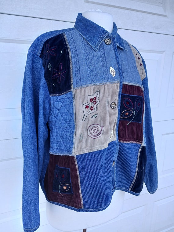 Denim jacket patchwork denim jacket 90s vintage (… - image 2