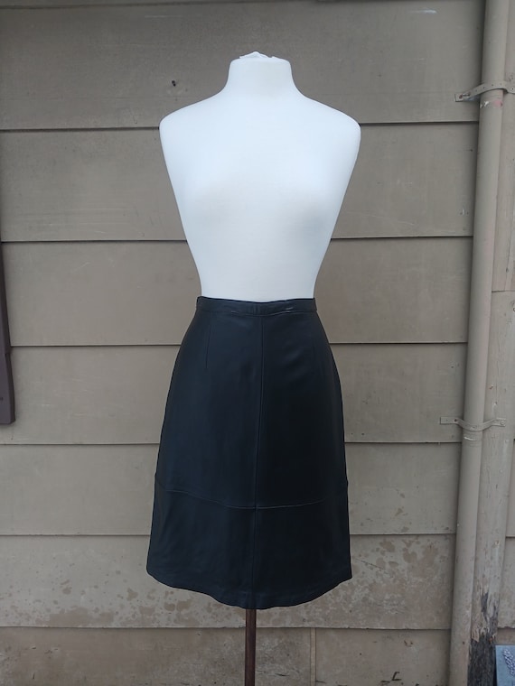 90s Vintage leather skirt black leather skirt (12)