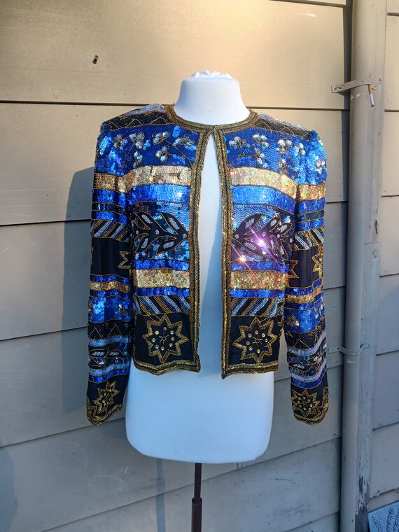 Vintage beaded floral jacket sequined jacket eveni