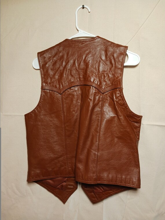 Vintage leather vest boho hippie western wear lea… - image 4