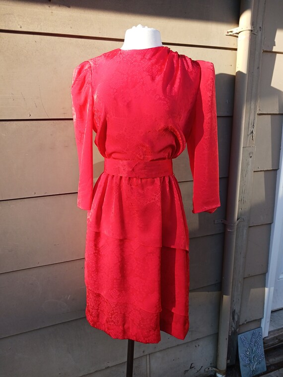 Vintage 80s red peplum dress (12)