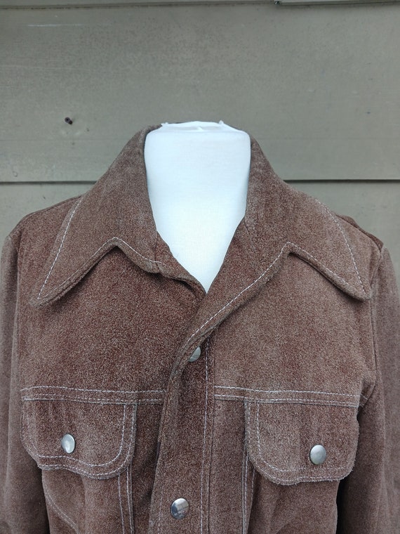 Genuine leather suede jacket vintage 1970s jacket… - image 4