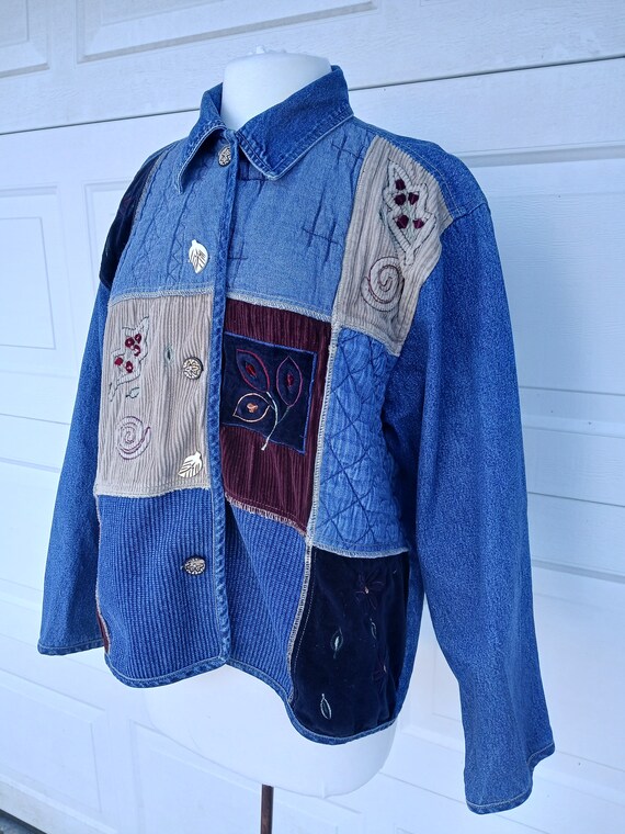 Denim jacket patchwork denim jacket 90s vintage (… - image 4