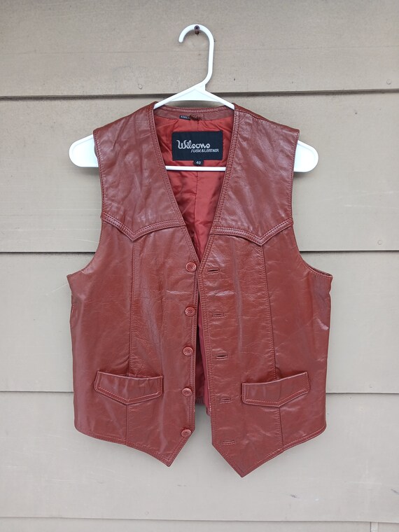 Vintage leather vest boho hippie western wear lea… - image 2