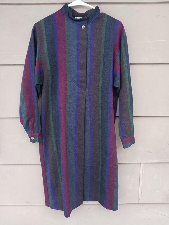 Vintage 1960s wool shift shirt dress (XS-but fits… - image 2