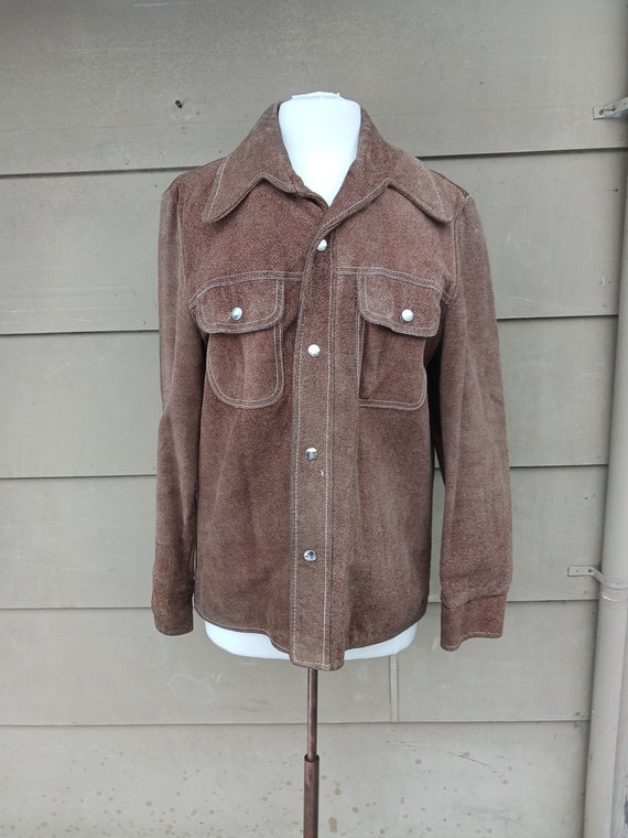 Genuine leather suede jacket vintage 1970s jacket 