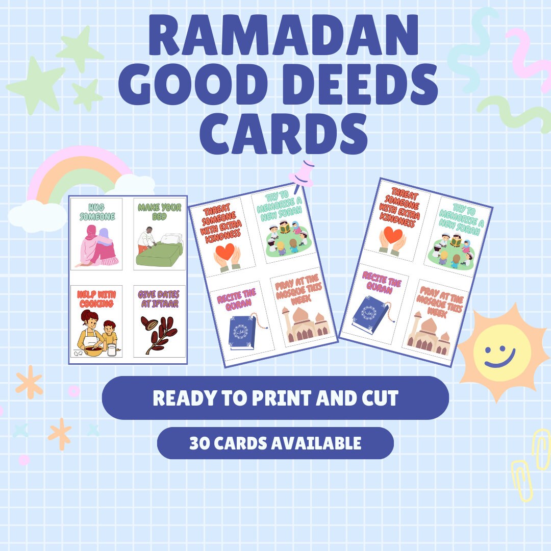 Printable Good Deeds Cards for Kids Inspiring Prayer and Islamic ...