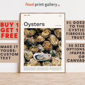 Oysters Print Wall Art Poster,  Colorful Photograph Décor, Kitchen Wall Art, Gift For Foodie, Personalized Birthday Gift Present 7317b