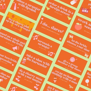 Bewerkbare vrijgezellenfeest-durfkaarten – leuk 'Take a Shot or Dare'-spel voor de laatste keer dat de bruid zich uitspreekt, Girls Night, vrijgezellenfeest, vrijgezellenfeest