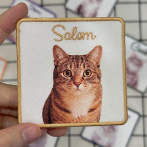 Custom Cat Portrait Embroidery Patches, Personalized Photo Cat Patches, Custom Pet Patch, Sew On/Iron On Patch Applique for Clothes Hats