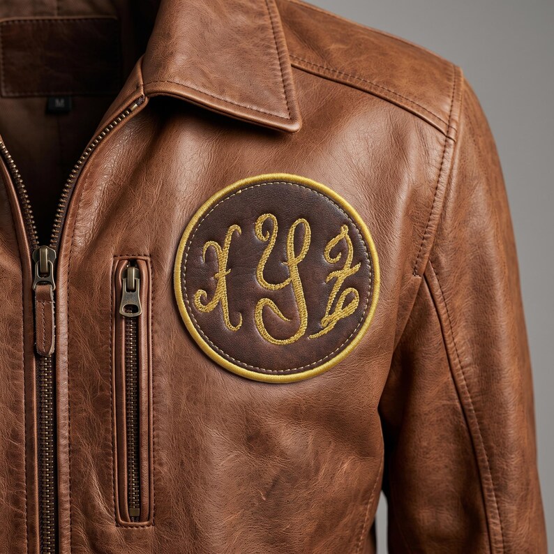Embroidered Initial Monogram Patch, Custom Leatherette Name Patch, Iron/ Sew On image 2