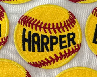 Parche bordado personalizado con nombre para softbol – Se puede planchar o coser