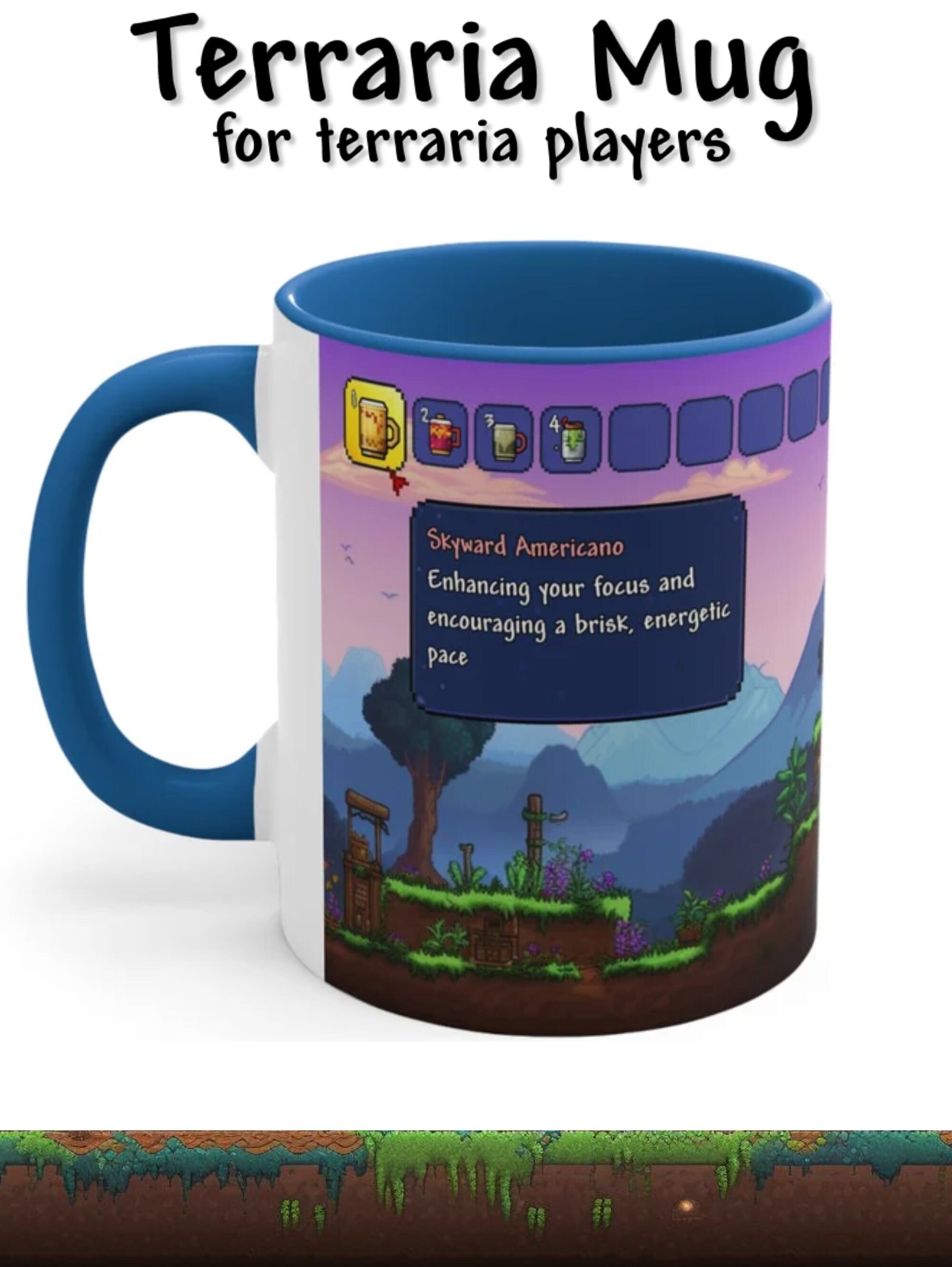 Terraria Mug Americano Coffee Design1, Unique Mugs, Terraria Themed Mug