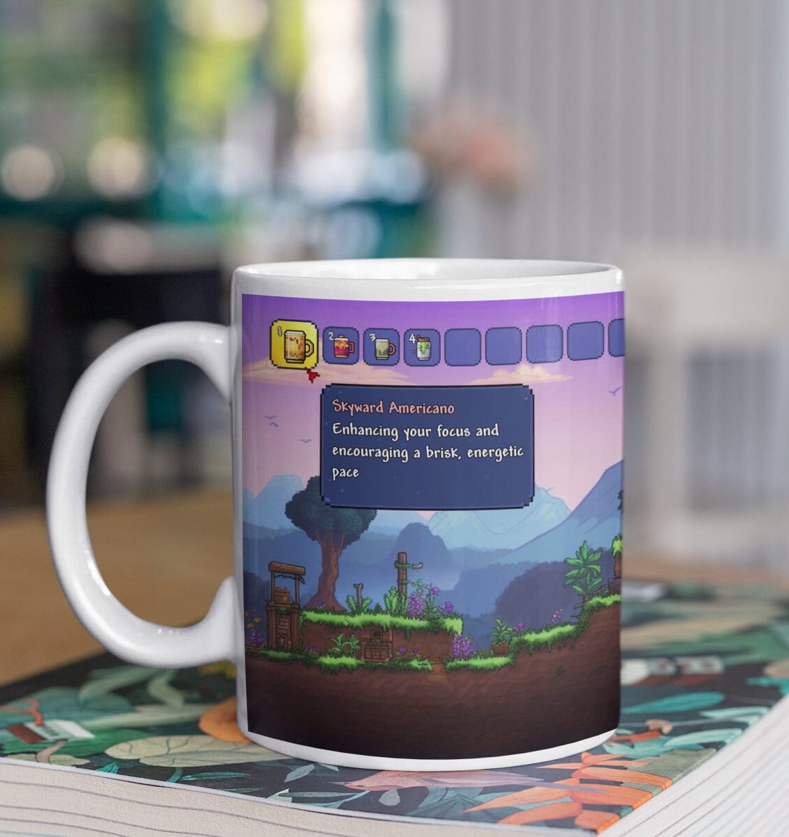 Terraria Mug Americano Coffee Design1, Unique Mugs, Terraria Themed Mug