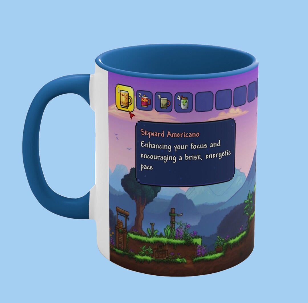 Terraria Mug Americano Coffee Design1, Unique Mugs, Terraria Themed Mug