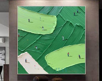 Large 3D home decor painting: Creamy green textured art, customized as a souvenir for a golf tournament