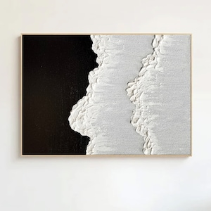 3D Minimalist Ocean Painting on Canvas, 3D White Waves Art, Texture Wall Art, Wabi-Sabi Wall Art, Living Room Painting, Fashion Room Decor