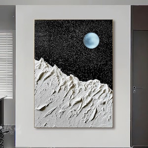 Black and white Painting Black textured wall art Black and white Abstract art Black and white wall art Black framed abstract painting