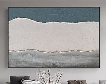 Beige Wabi Sabi Wandkunst Grau Beige abstrakte Malerei Große graue minimalistische Wandkunst Beige texturierte Leinwand Gemälde Neutrale Wandkunst-Dekore
