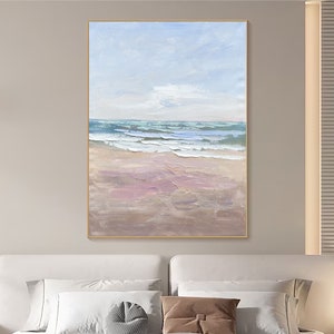 キャンバスに描かれたオリジナルの青い海の絵画 テクスチャードウォールアート ファッションウォールデコレーション リビングルームウォールアート カスタムキャンバスウォールアート パーソナライズギフト