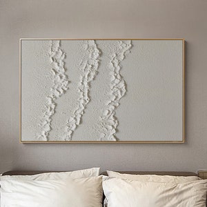 Large Beige Plaster Wall Art Beige Abstract Wave Painting Beige 3D Texture Painting Modern Minimalist Wall Art Neutral Minimalist Painting