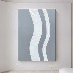 Gray and white abstract painting on canvas white 3d textured wall art grey white minimalist painting grey white abstract canvas wall art