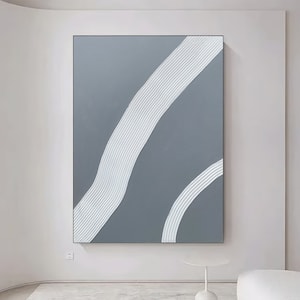Gray And White Plaster Painting White Gray Minimalist Painting Gray Canvas Wall Art Gray White Texture Art Gray And White Wall Decor