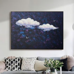 Abstrakte Kunst Malerei weiße Wolke blau Himmel blau Himmel blau Himmel blau abstrakte Malerei Bild nacht Himmel blau Himmel Kunst daher
